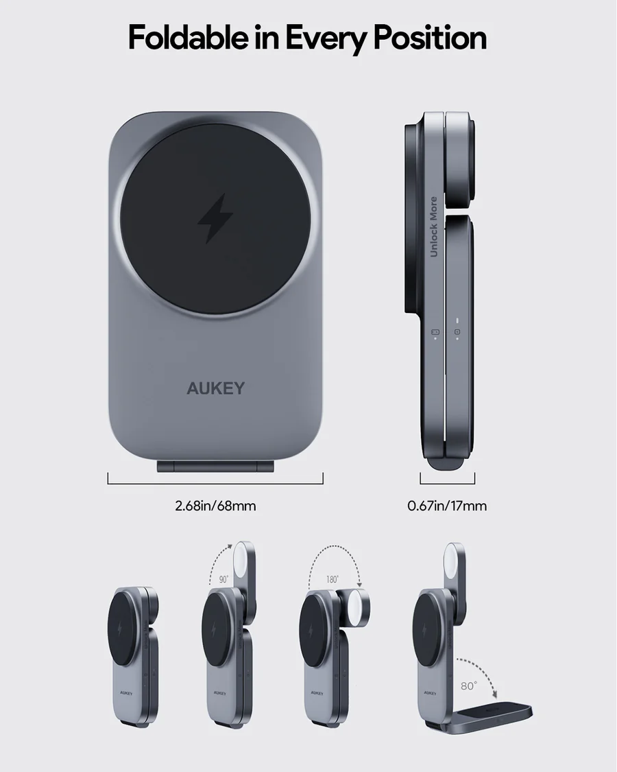  AUKEY MagFusion Z Qi2 3-in-1 Foldable Wireless Charging Station -LC-MC312